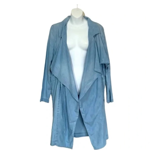 INC International Concepts Women's Blue Draped Chambray Jacket Large - Picture 4 of 16